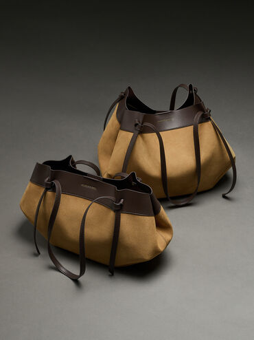 Calla Faux Suede Tote Bag, Sahara Sand, hi-res