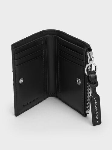 Ivette Woven Top-Zip Small Wallet, Noir, hi-res