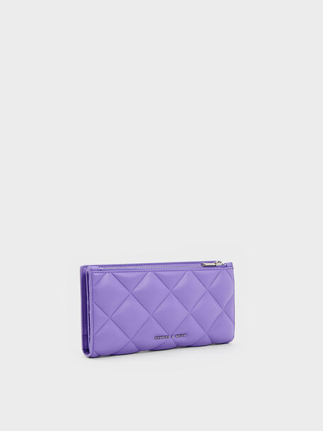 Danika Quilted Long Wallet, Purple, hi-res