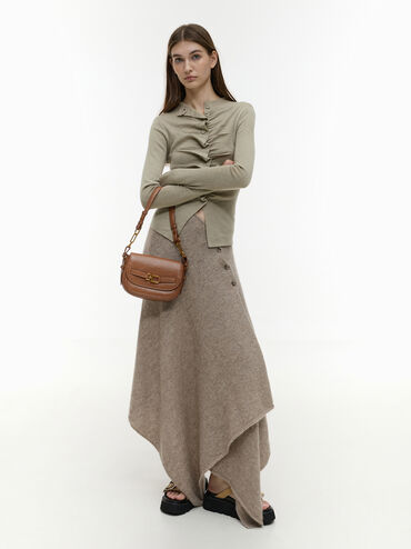 Gwynne Metallic-Accent Crossbody Bag, Chocolate, hi-res