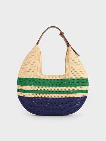 Ida Knitted Striped Hobo Bag, Multi, hi-res