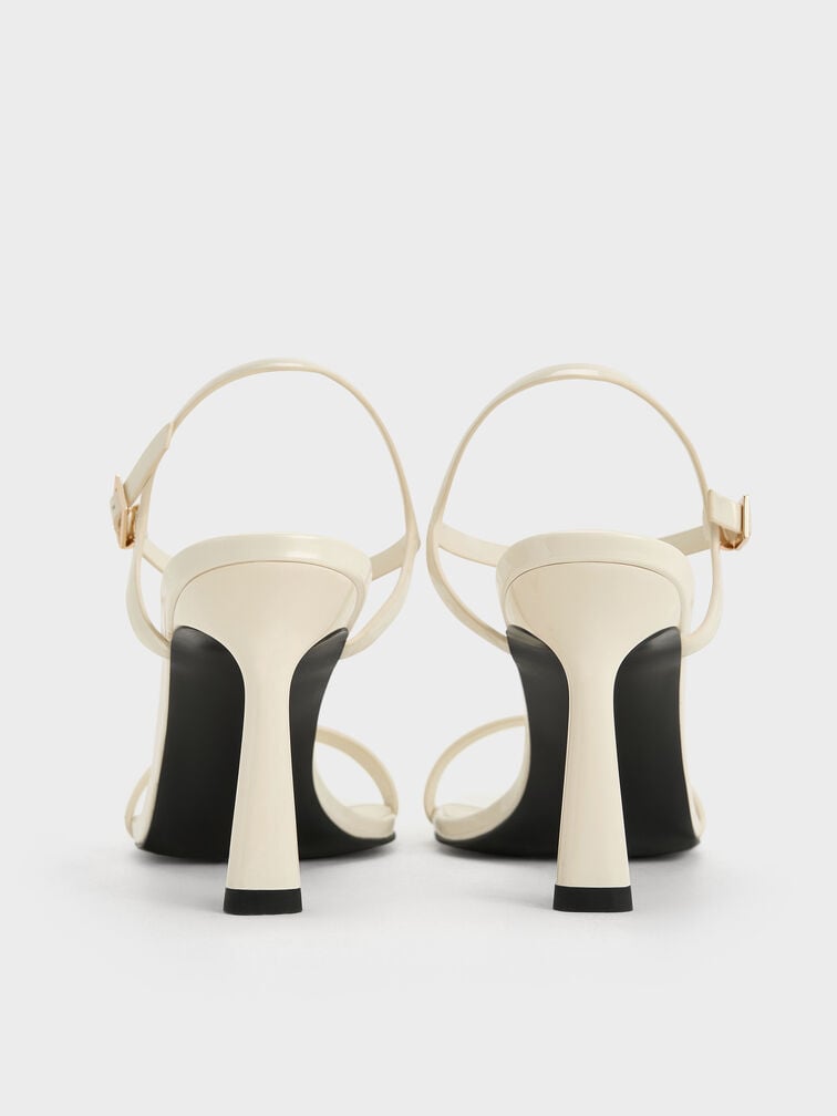 Patent Square-Toe Ankle-Strap Heeled Sandals, Chalk, hi-res