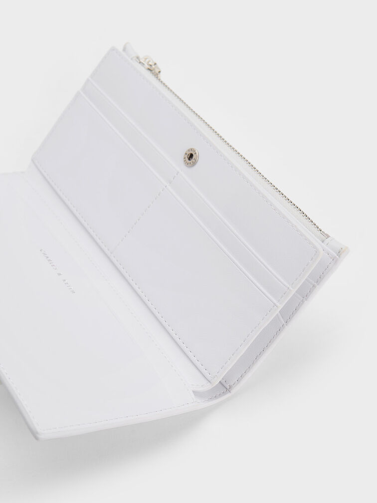 Danika Quilted Long Wallet, White, hi-res