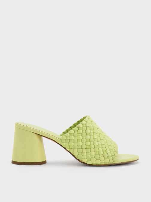 Interwoven Block Heel Mules, Lime, hi-res
