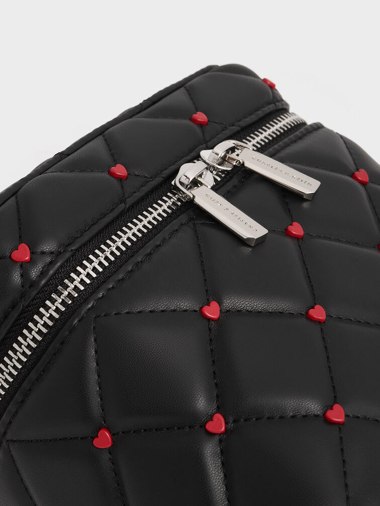 Nezu Quilted Heart-Print Bag, Noir, hi-res