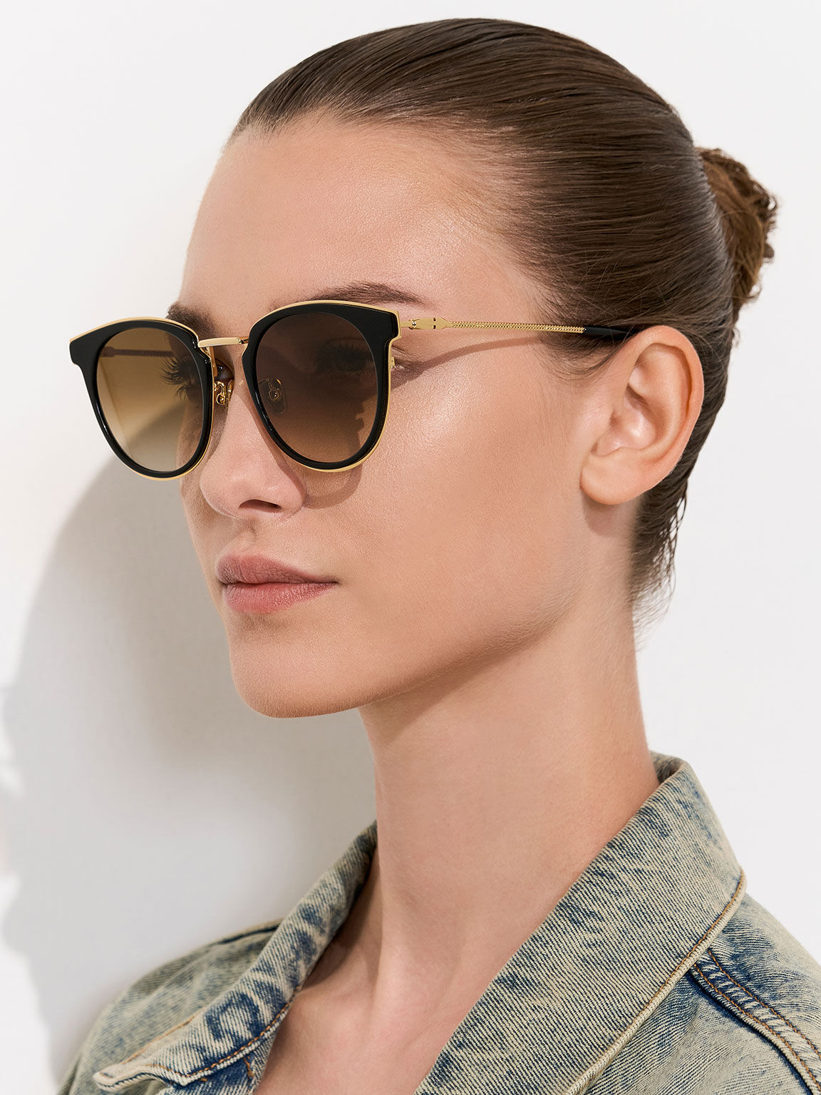 Black Oval Recycled Acetate Sunglasses CHARLES KEITH IN