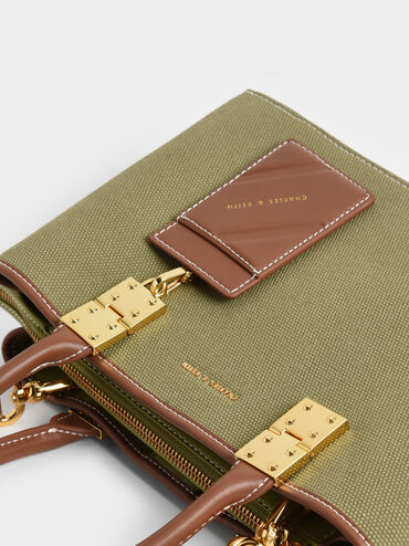 Large Double Handle Canvas Handbag, Avocado, hi-res