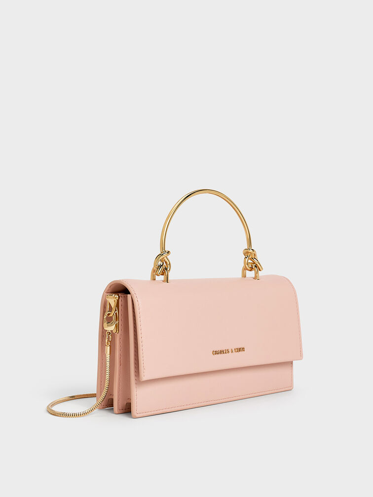 Kristine Sculptural-Handle Long Wallet, Light Pink, hi-res