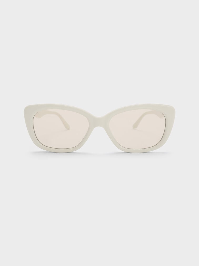 Maeva Recycled Acetate Cat-Eye Sunglasses, Chalk, hi-res
