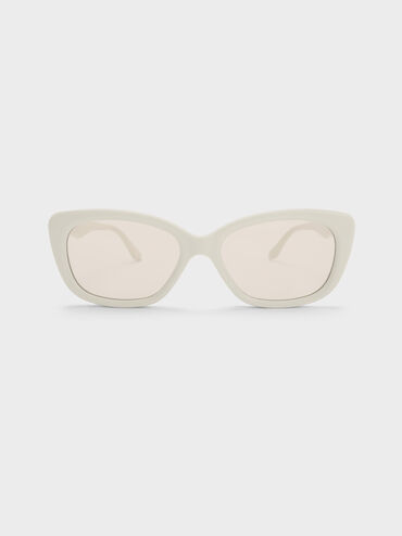 Maeva Recycled Acetate Cat-Eye Sunglasses, Chalk, hi-res