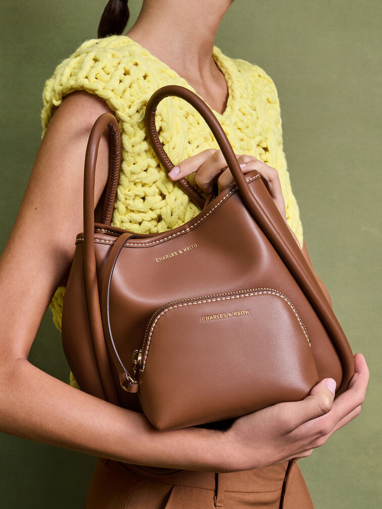 Mini Lyla Tubular Tote Bag, Chocolate, hi-res