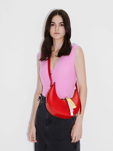 Carey Crescent Hobo Bag, Red, hi-res