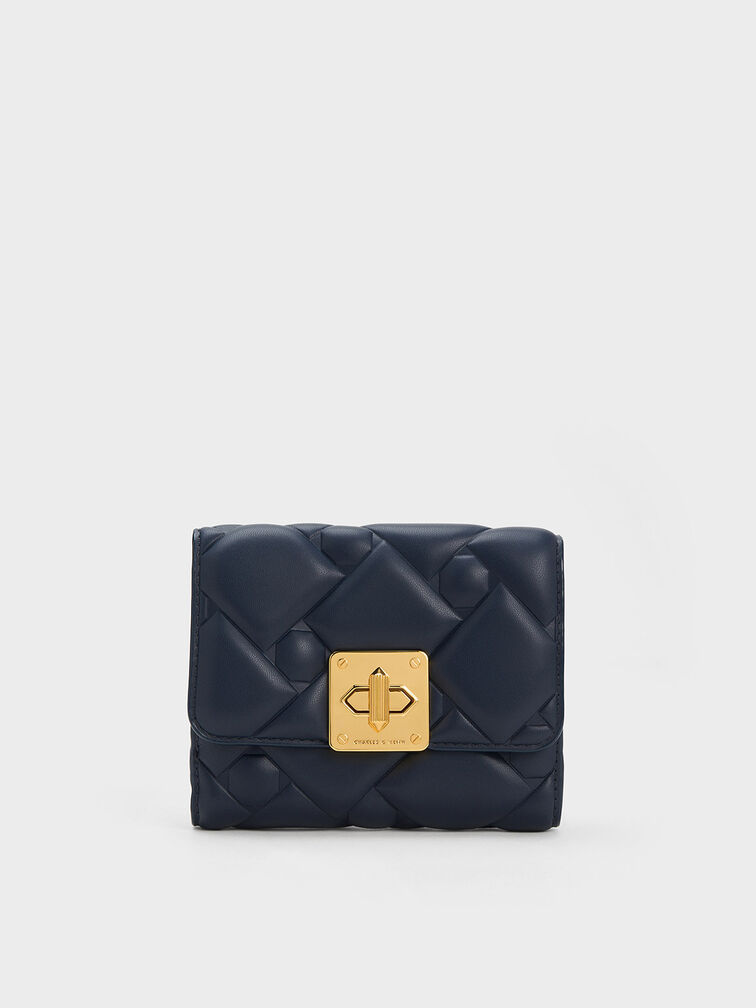 Tillie Quilted Wallet, Navy, hi-res