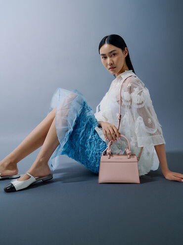 Sabine Knotted-Handle Trapeze Tote Bag, Light Pink, hi-res