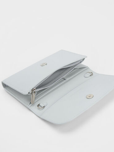Front Flap Long Wallet, Light Grey, hi-res
