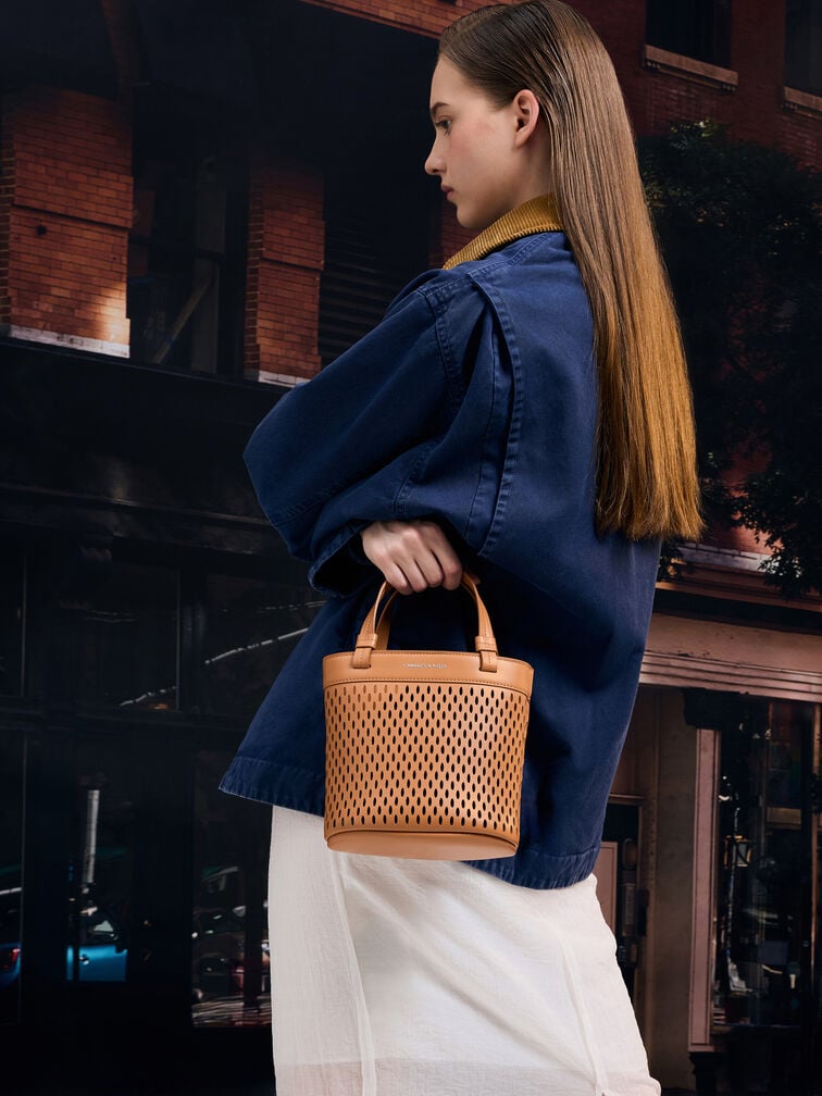 Juno Perforated Tote Bag, Russet Brown, hi-res