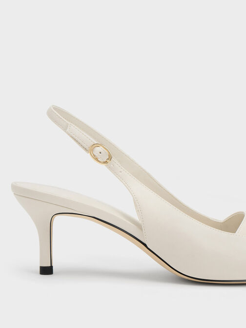 Avani Chunky Chain-Embellished Slingback Pumps, Chalk, hi-res