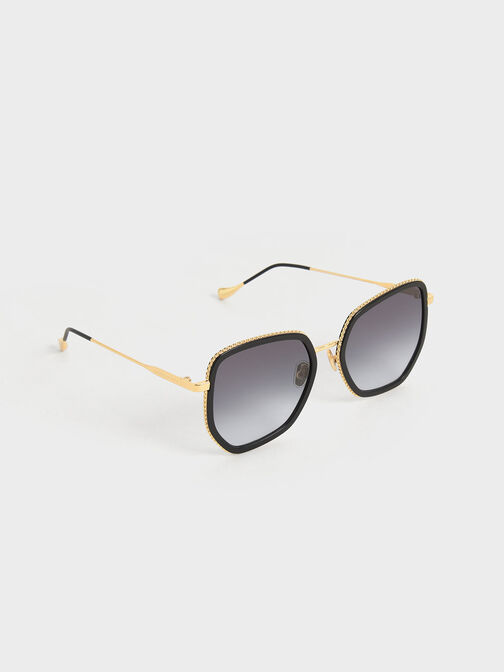Recycled Acetate Butterfly Sunglasses, Black, hi-res