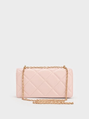 Paffuto Quilted Wallet On Chain, Soft Pink, hi-res