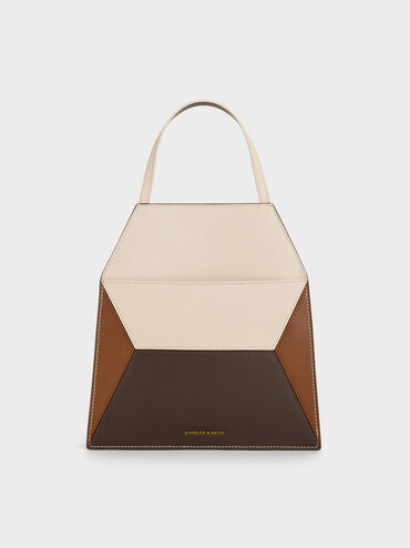 Nasrin Colourblock Geometric Tote Bag, Multi Brown, hi-res