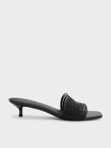 Fianna Strappy Kitten-Heel Mules, Black, hi-res