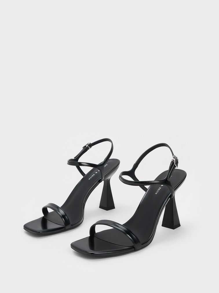 Square Toe Trapeze Heel Sandals, Black Box, hi-res