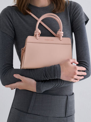 Sabine Knotted-Handle Trapeze Tote Bag, Light Pink, hi-res