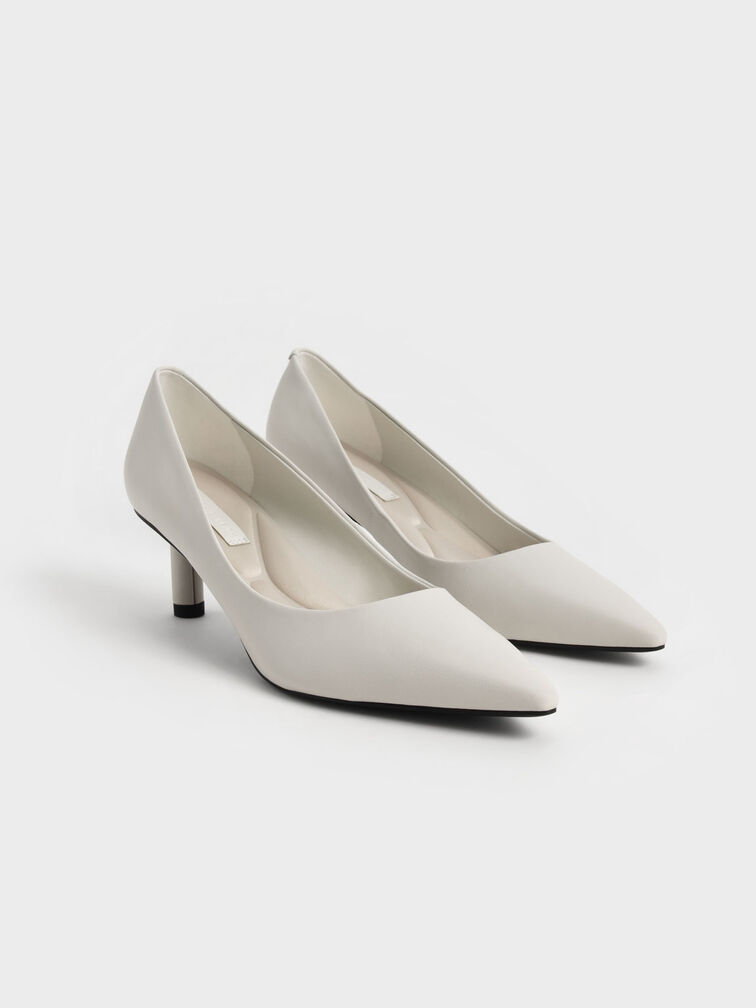 Cylindrical Kitten Heel Pumps, Chalk, hi-res
