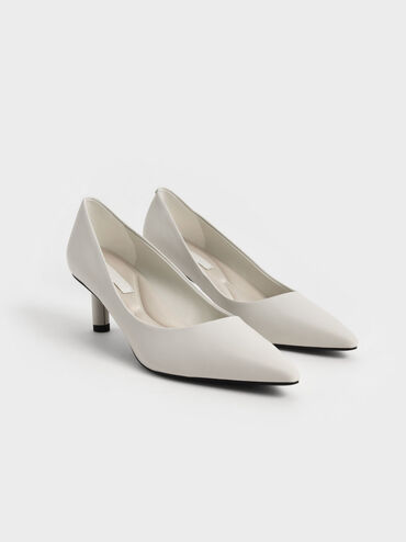 Cylindrical Kitten Heel Pumps, Chalk, hi-res