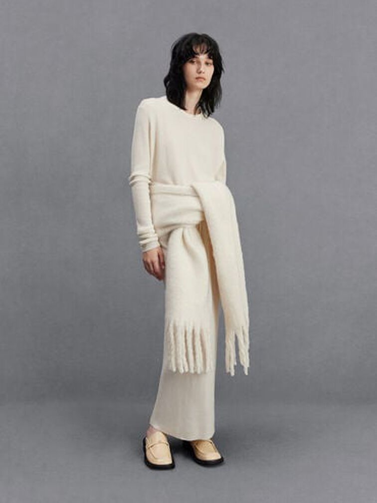 Tahlia Leather Loafer Mules, Beige, hi-res