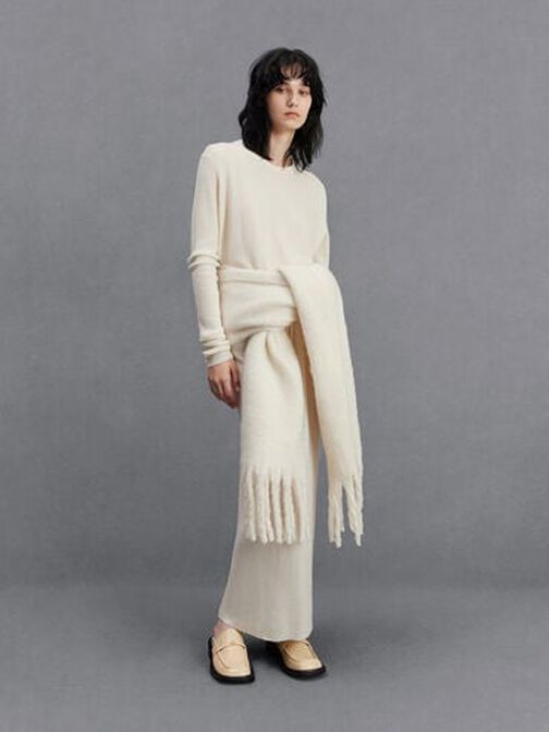 Tahlia Leather Loafer Mules, Beige, hi-res