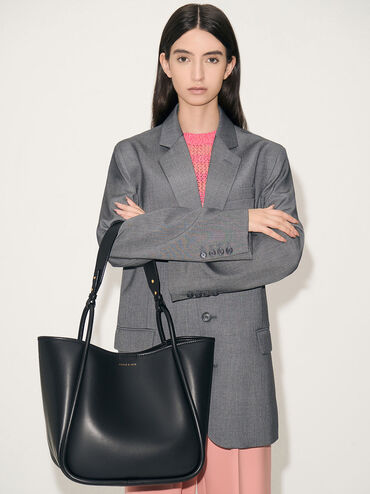 Large Slouchy Tote Bag, Black, hi-res