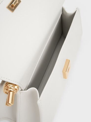 Cosette Ruched-Handle Trapeze Bag, White, hi-res