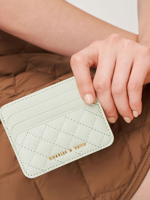 Quilted Card Holder, Mint Green, hi-res
