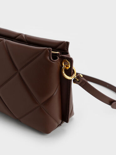 Danika Chunky Chain Padded Bag, Dark Brown, hi-res
