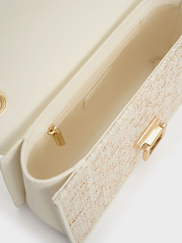 Everline Tweed Braided-Strap Shoulder Bag, White, hi-res