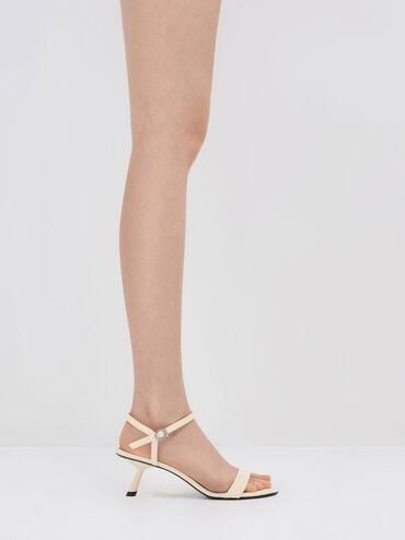 Slant-Heel Ankle-Strap Sandals, Beige, hi-res