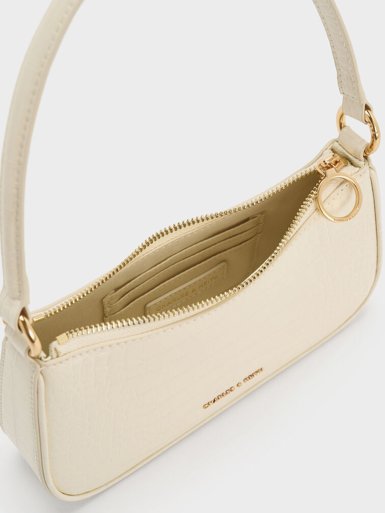 Elspeth Croc-Effect Chain-Link Shoulder Bag, Cream Croco, hi-res