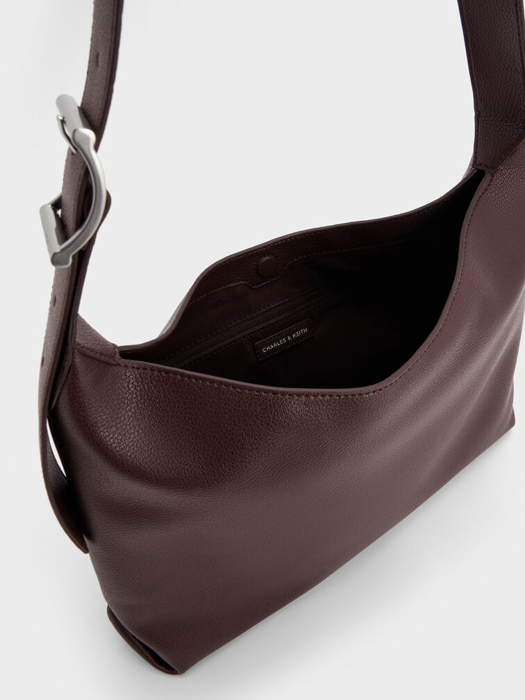 Larsen Buckle-Strap Hobo Bag, Plum, hi-res