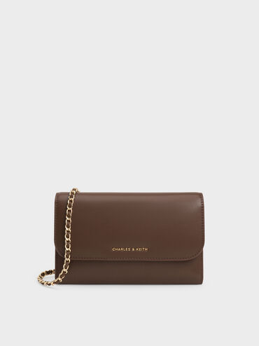Octavia Front Flap Long Wallet, Dark Brown, hi-res