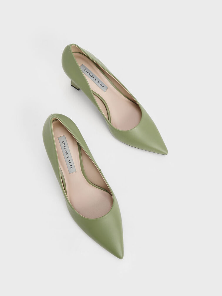 Trapeze Heel Pumps, Sage Green, hi-res