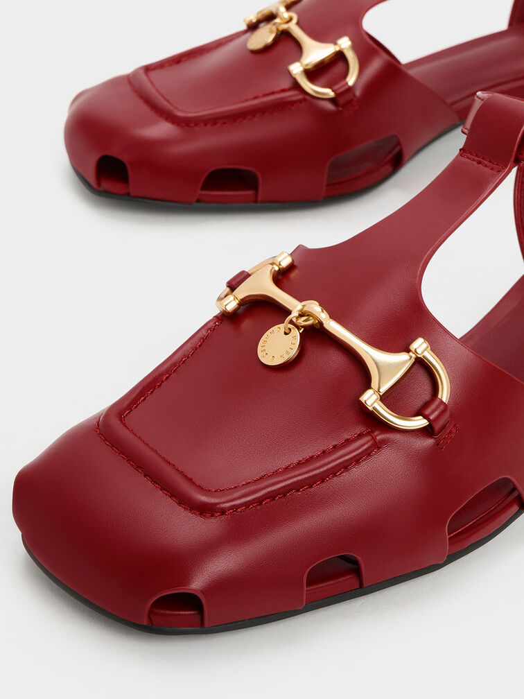 Cut-Out T-Bar Pumps, Red, hi-res