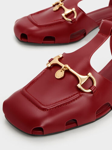 Cut-Out T-Bar Pumps, Red, hi-res