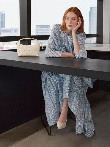 Ivette Woven Shoulder Bag, Cream, hi-res