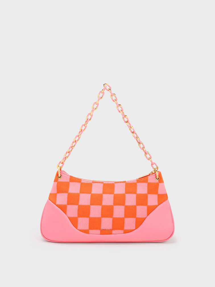Shiloh Checkerboard Shoulder Bag, Pink, hi-res
