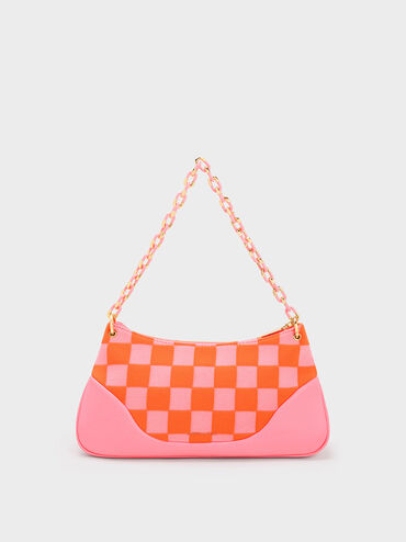 Shiloh Checkerboard Shoulder Bag, Pink, hi-res