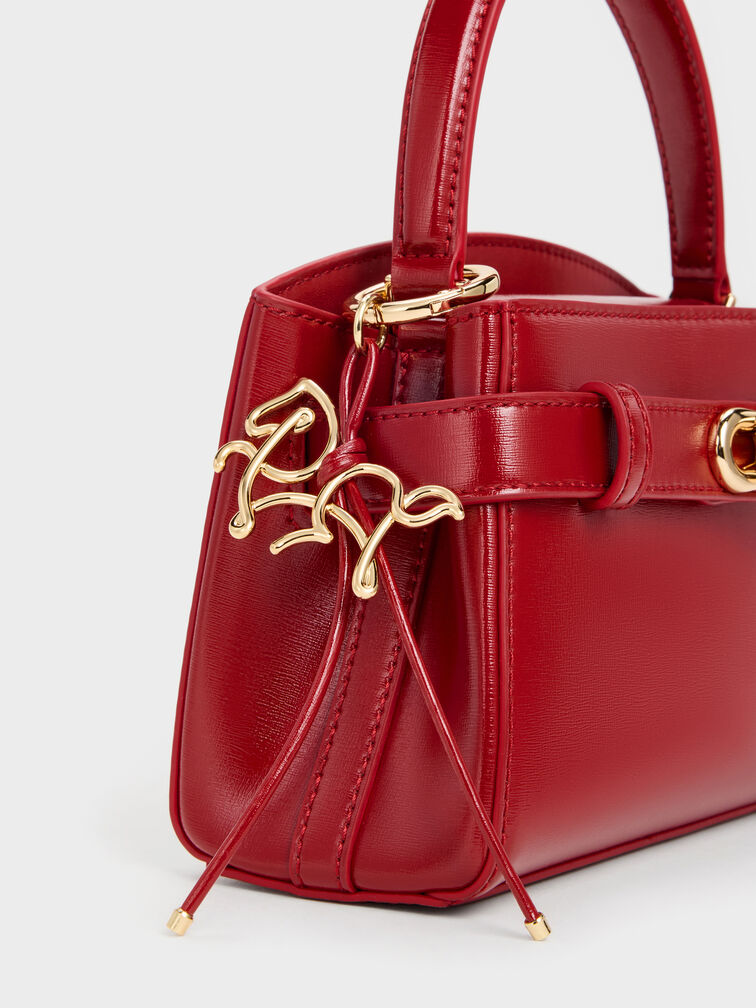 Aubrielle Horse-Motif Top Handle Bag, Tomato Red, hi-res