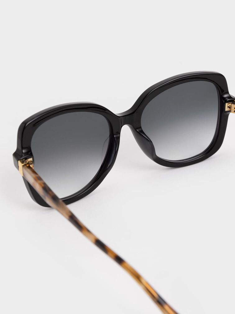 Recycled Acetate Butterfly Sunglasses, Black, hi-res