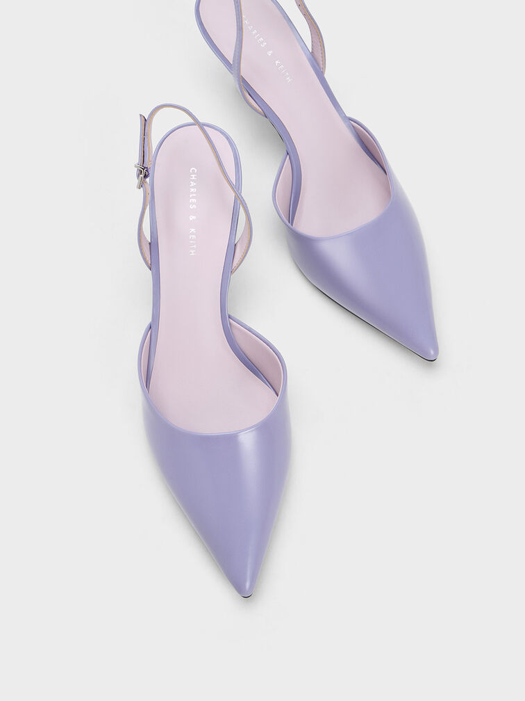 Sculptural Heel Slingback Pumps, Purple, hi-res