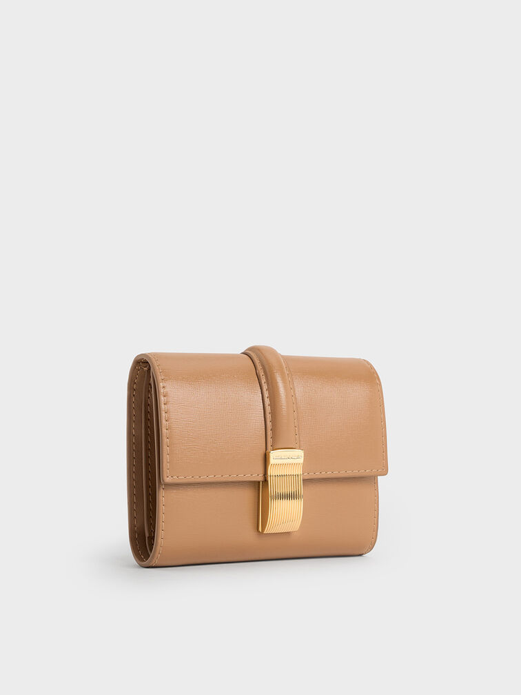 Wisteria Metallic-Accent Wallet, Tan, hi-res